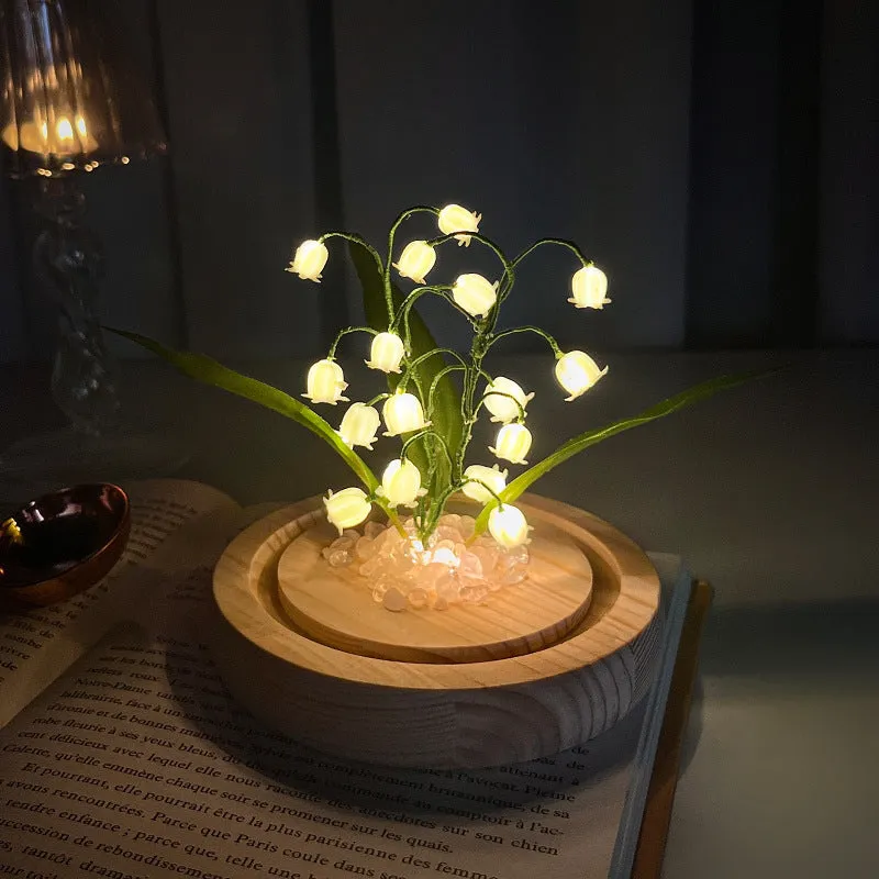 Lily small night lamp decoration handicraft DIY material kit green flower shape European style battery powered