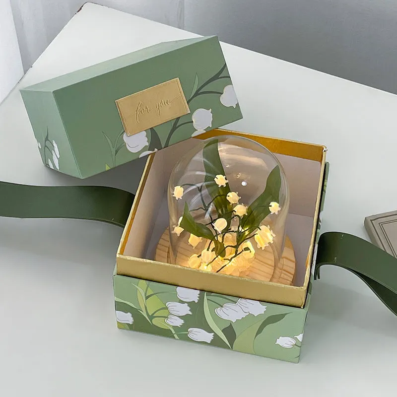 Lily small night lamp decoration handicraft DIY material kit green flower shape European style battery powered