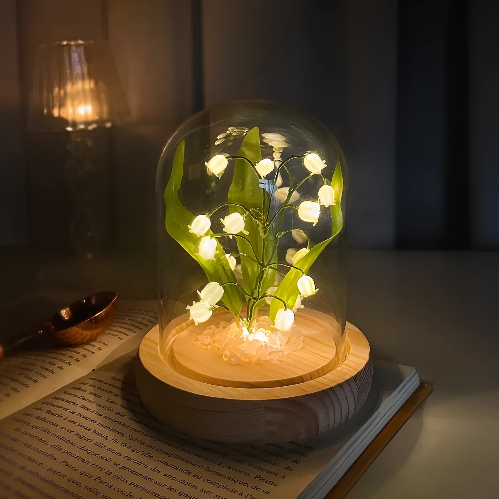 Lily small night lamp decoration handicraft DIY material kit green flower shape European style battery powered