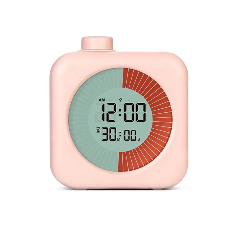 White plastic 60-minute visual timer with clear dial on desk for student study