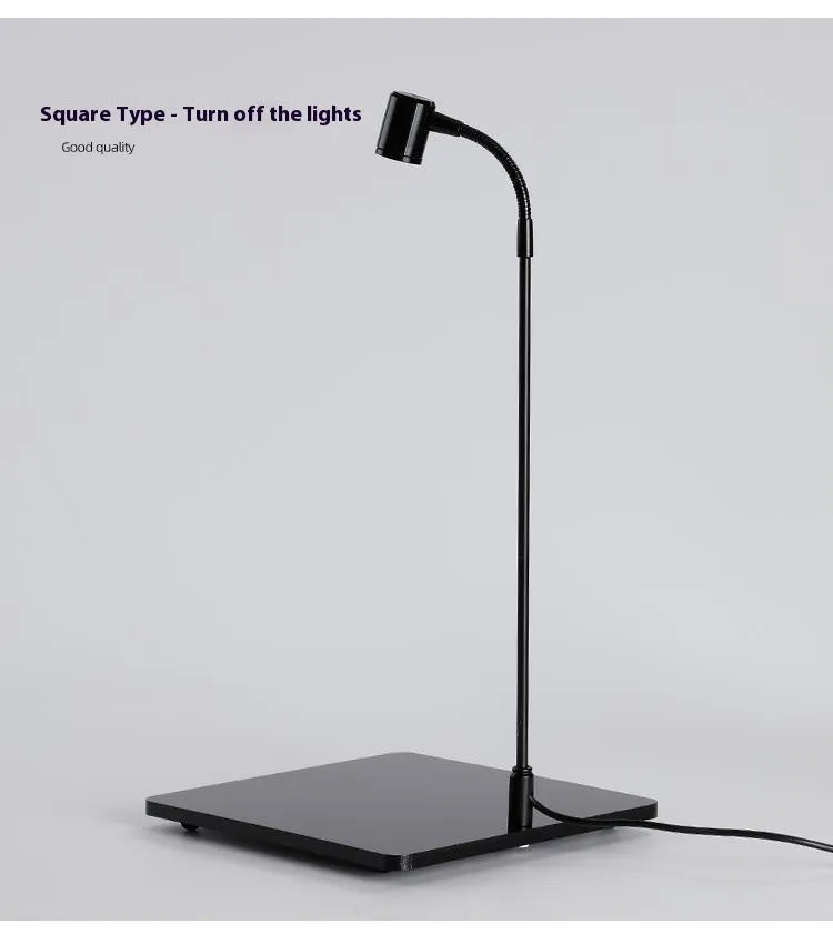 LED moss plant lamp with copper body, USB cable, round base white light, on a desk near a small acrylic fish tank