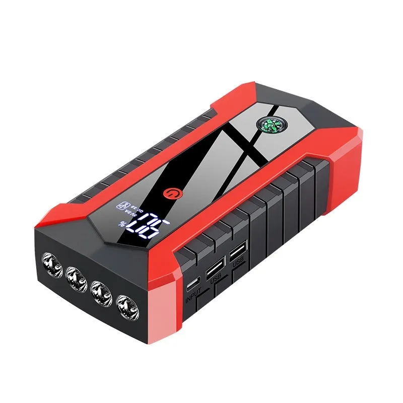 JX29Pro portable car emergency jump starter with 6000mAh battery and 2000A peak current on black background