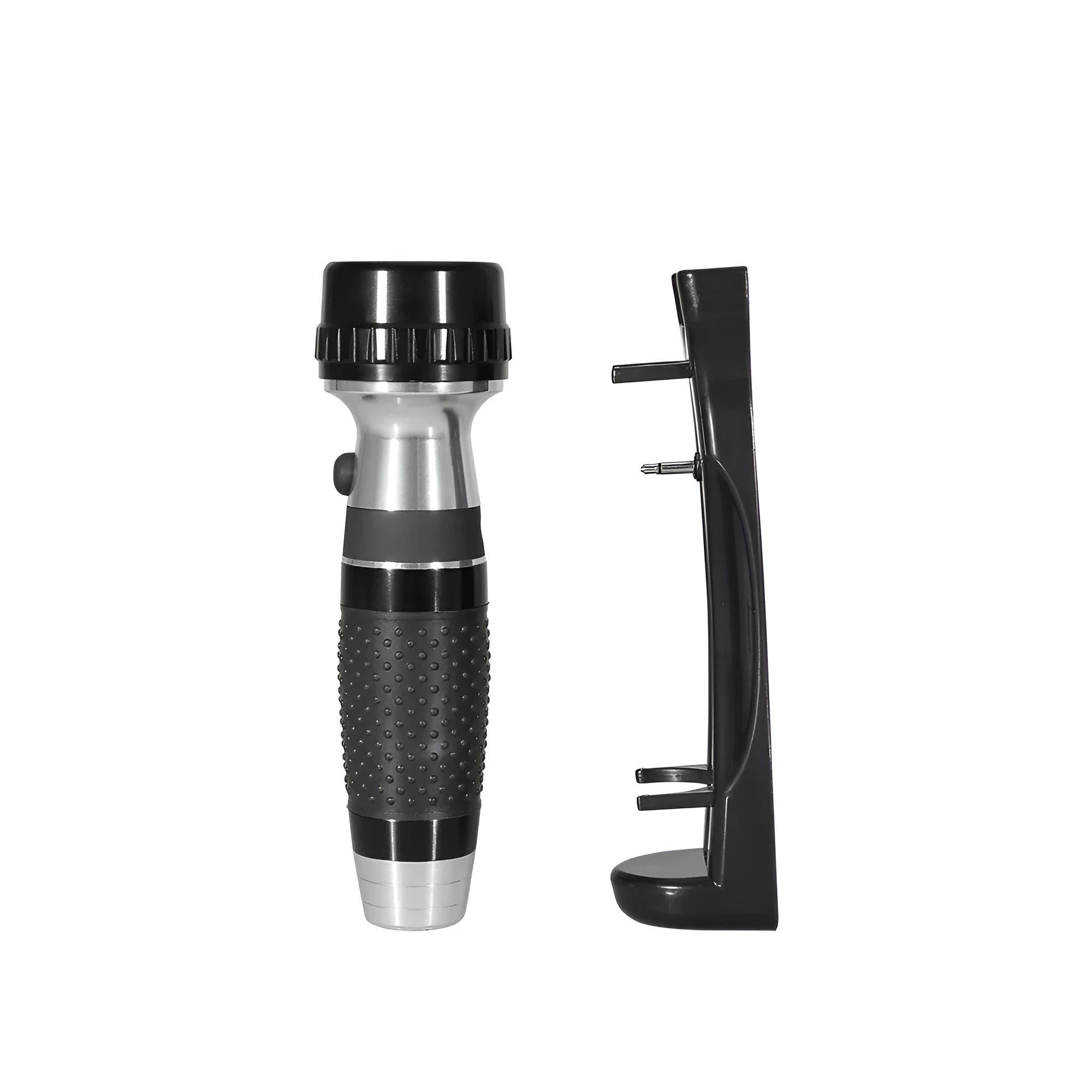Rechargeable wall mounted flashlight aluminium alloy black finish on base with head ring 52mm