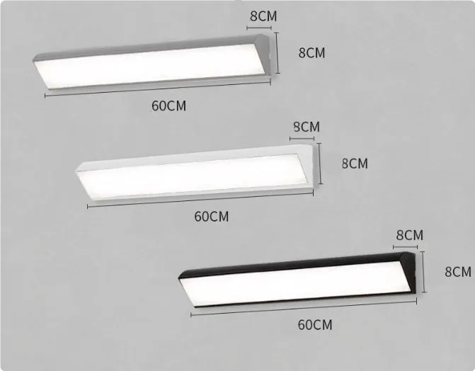 Modern LED strip wall lamp black aluminium body PC shade 150cm 48W indoor