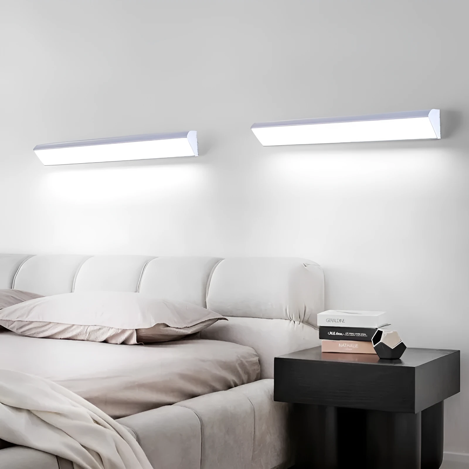 Modern LED strip wall lamp black aluminium body PC shade 150cm 48W indoor