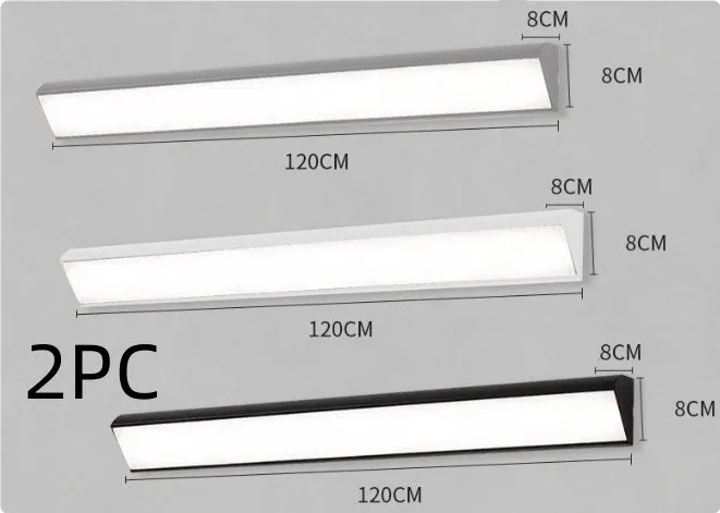 Modern LED strip wall lamp black aluminium body PC shade 150cm 48W indoor