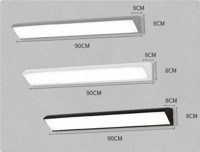 Modern LED strip wall lamp black aluminium body PC shade 150cm 48W indoor