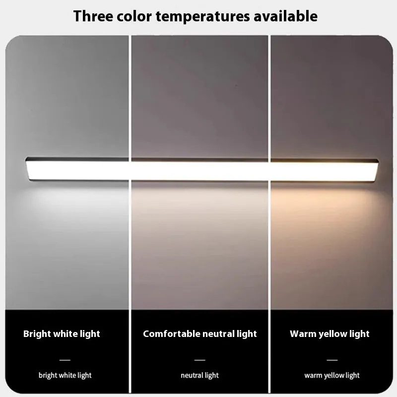 Modern LED strip wall lamp black aluminium body PC shade 150cm 48W indoor