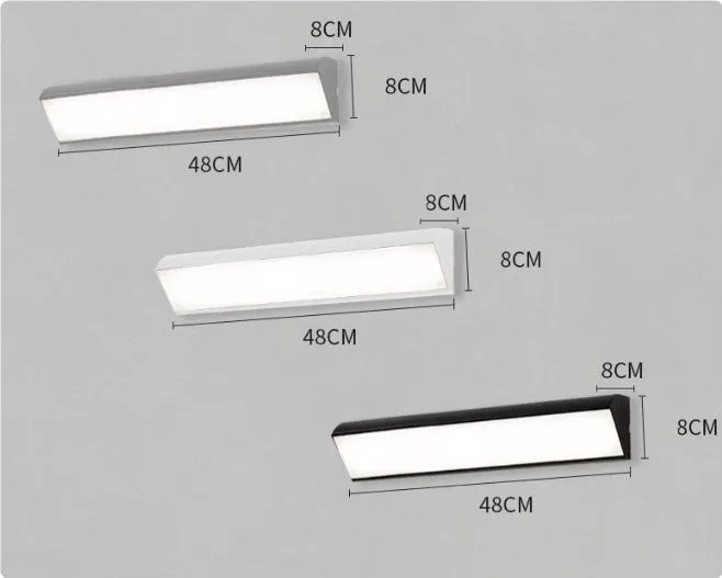 Modern LED strip wall lamp black aluminium body PC shade 150cm 48W indoor