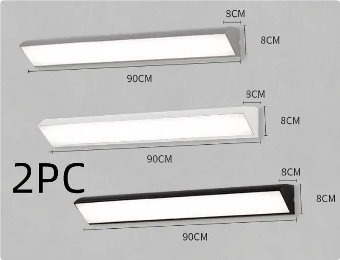 Modern LED strip wall lamp black aluminium body PC shade 150cm 48W indoor