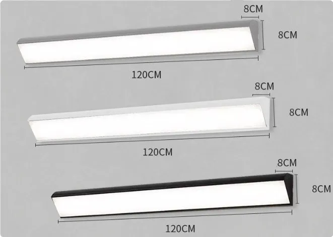Modern LED strip wall lamp black aluminium body PC shade 150cm 48W indoor