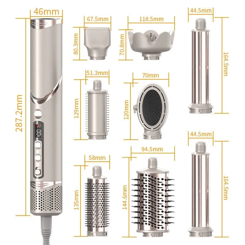 High-speed hot air automatic roll folding electric hair dryer in Champagne Gold with folding handle