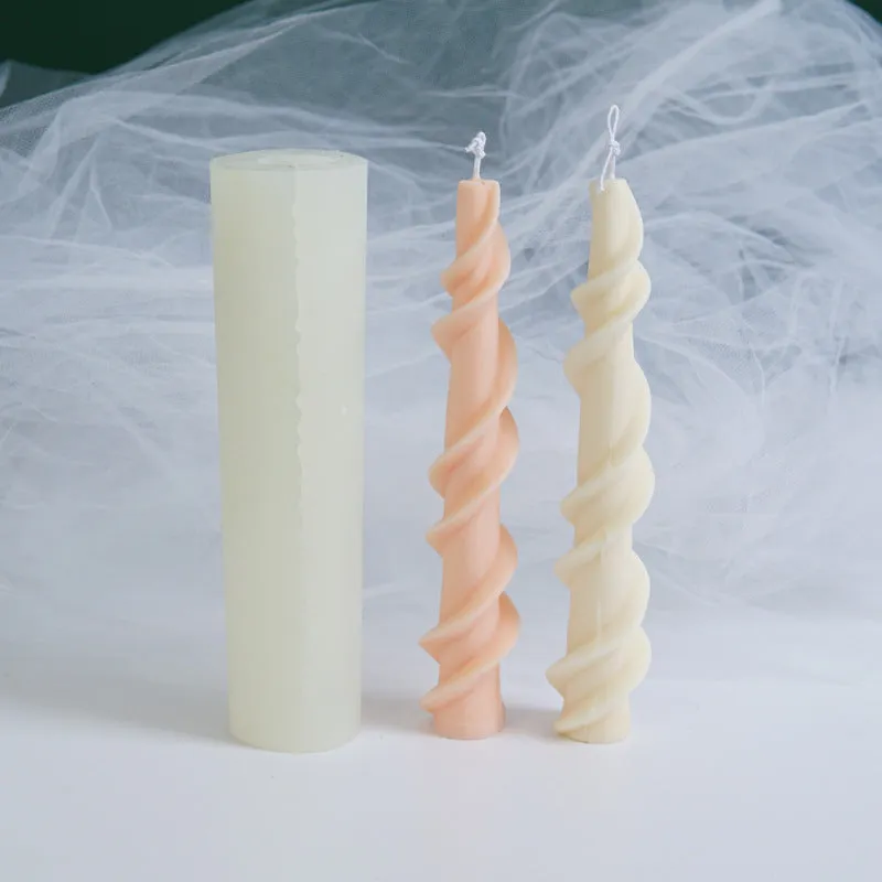 Spiral lace rod wax silicone mould for decorative candle making with rotating design