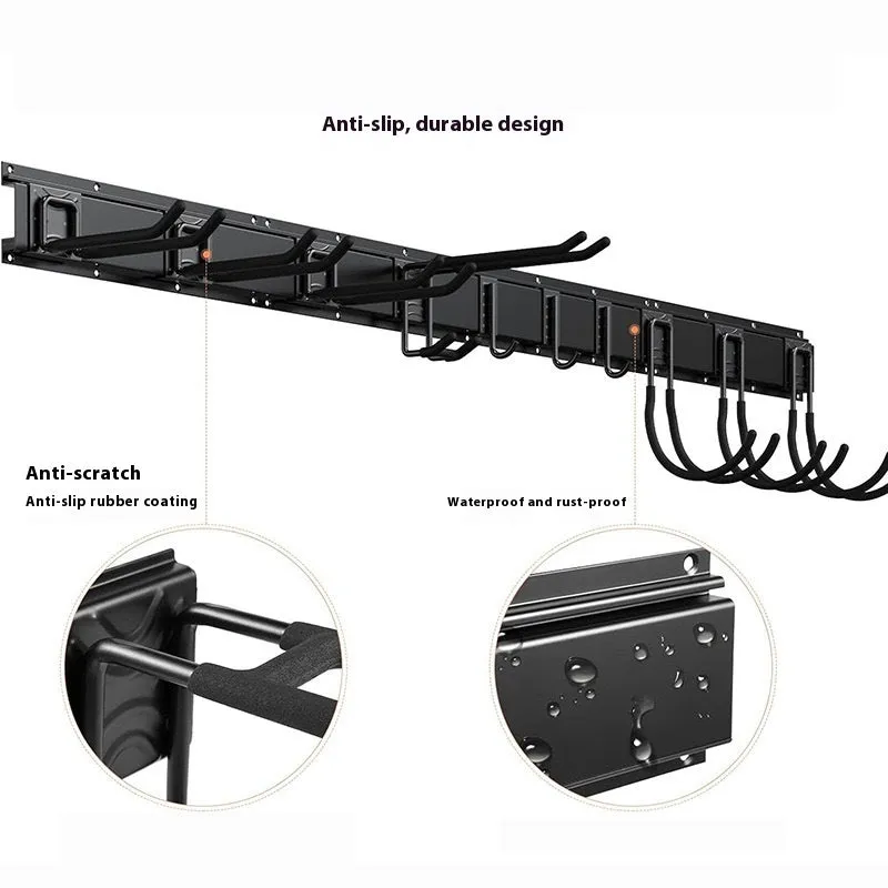 Heavy-duty garage removable adjustable wall hook with carbon steel alloy construction and 2 plates 6 hooks 2 straps