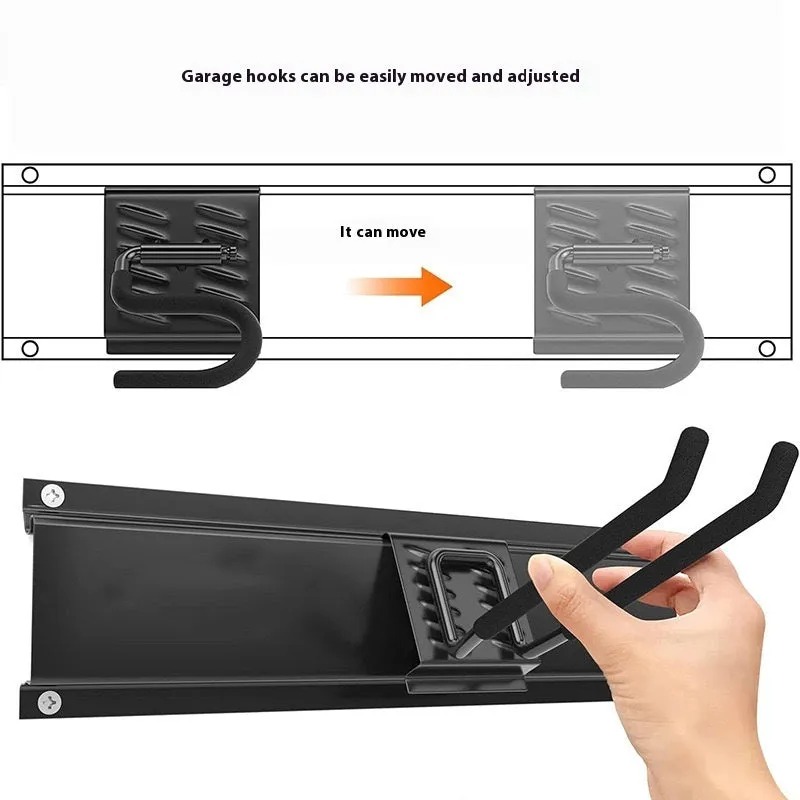 Heavy-duty garage removable adjustable wall hook with carbon steel alloy construction and 2 plates 6 hooks 2 straps