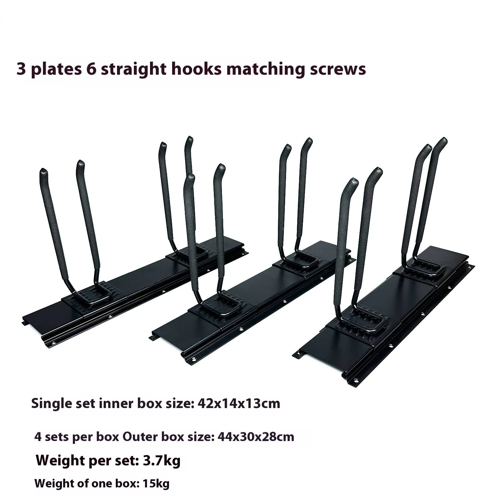 Heavy-duty garage removable adjustable wall hook with carbon steel alloy construction and 2 plates 6 hooks 2 straps