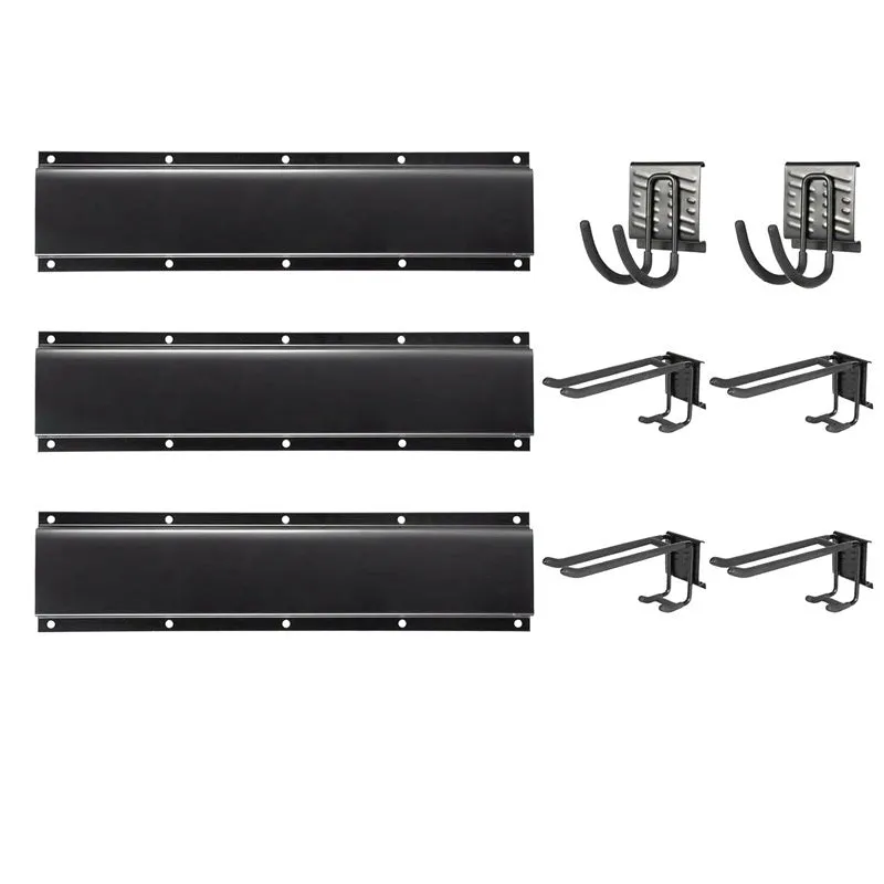 Heavy-duty garage removable adjustable wall hook with carbon steel alloy construction and 2 plates 6 hooks 2 straps