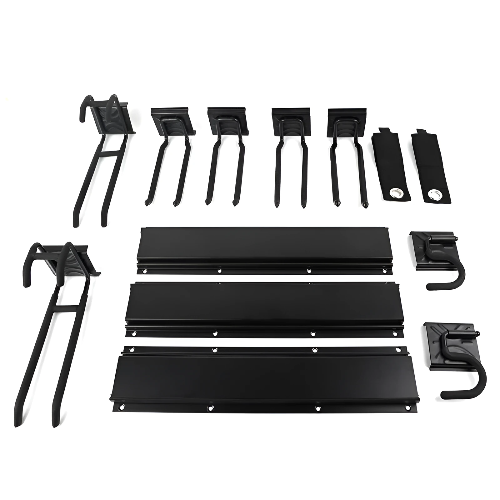 Heavy-duty garage removable adjustable wall hook with carbon steel alloy construction and 2 plates 6 hooks 2 straps