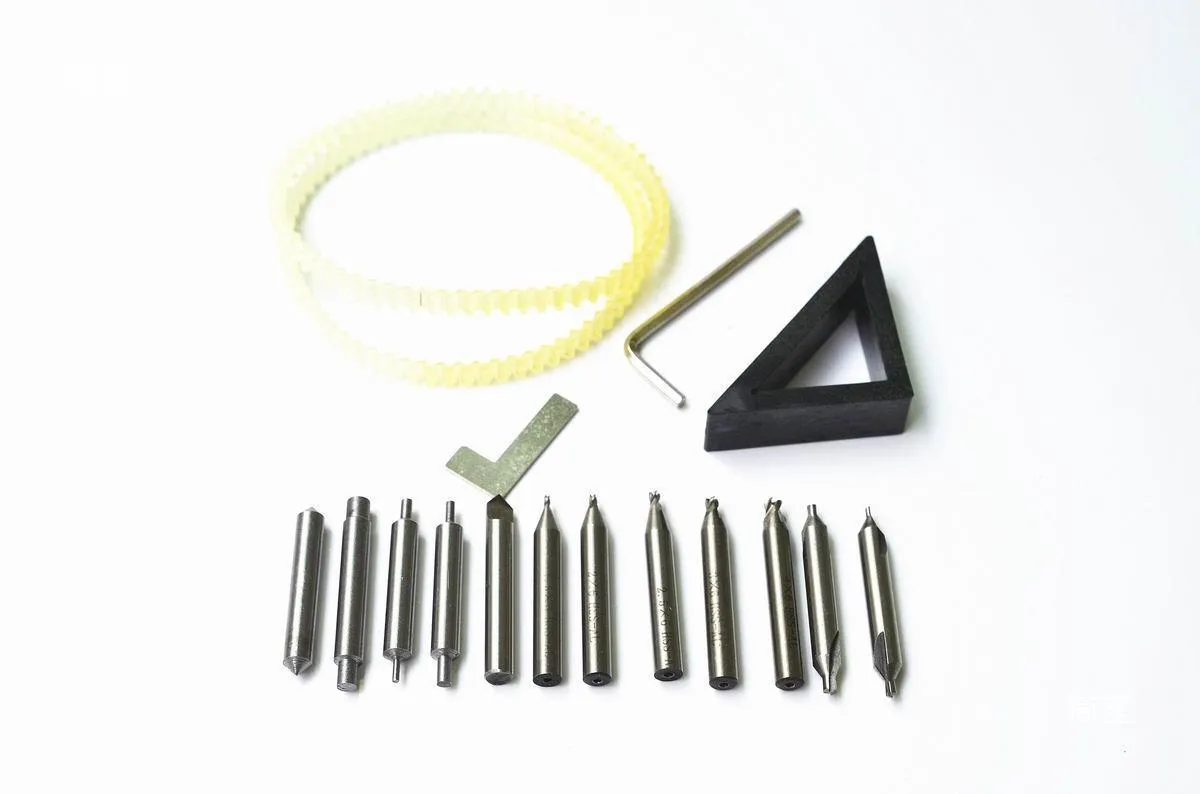 Vertical key machine accessories 17 piece full set with drill guide pin and sink milling cutter