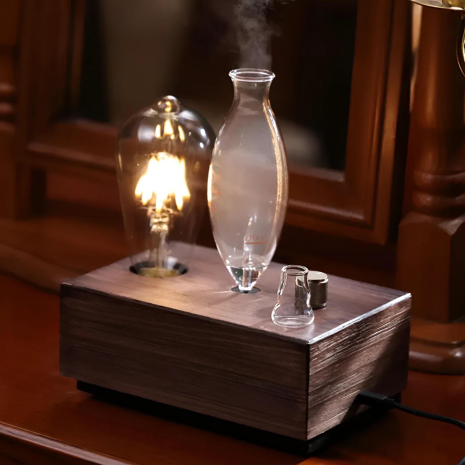 Smart Waterless Ambience Light Aroma Diffuser with glass column, three gears, and gentle light for small rooms under 10m²