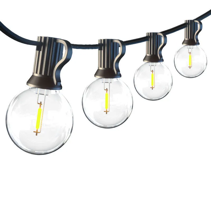 G40 globe LED string lights in warm white 2700K, IP44 outdoor rated, 25FT length