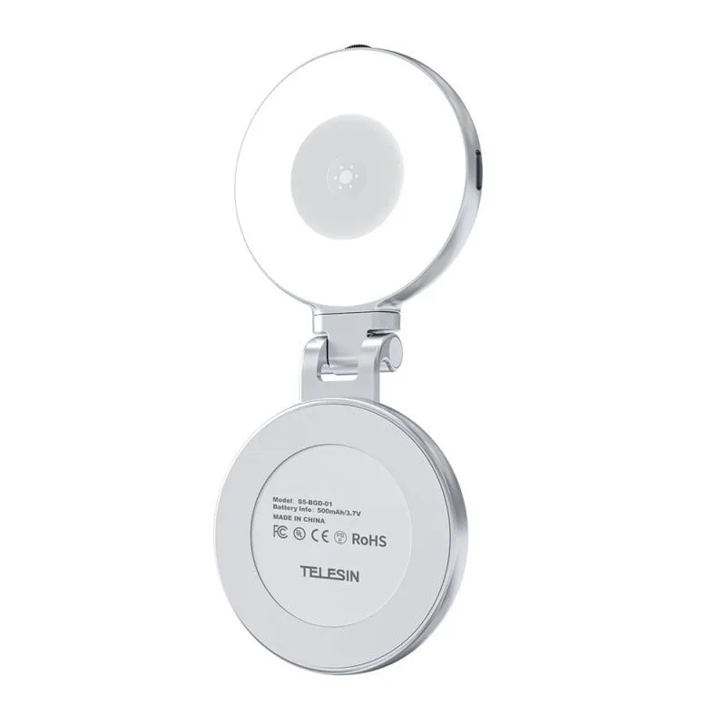 White mobile phone magnetic suction beauty fill light attached to smartphone for selfie lighting