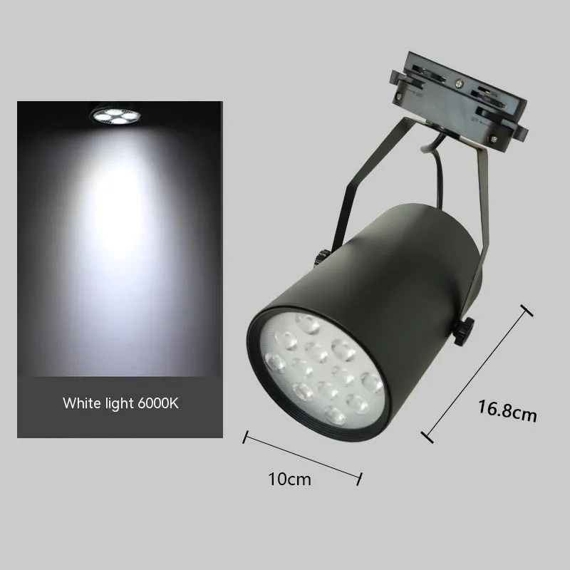 LED track spotlight with black aluminium shell mounted on lighting track
