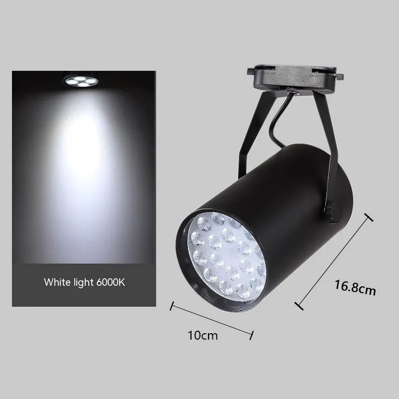 LED track spotlight with black aluminium shell mounted on lighting track