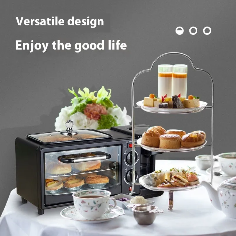 Three-in-one multifunctional breakfast machine stainless steel black NEG panel for 2-3 people