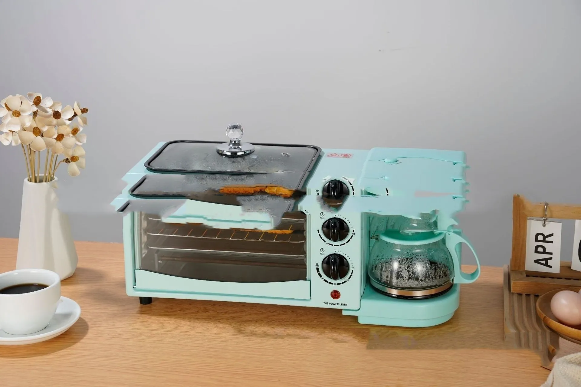 Three-in-one multifunctional breakfast machine stainless steel black NEG panel for 2-3 people