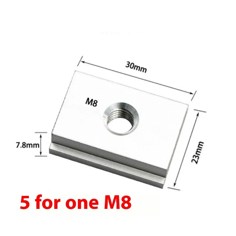 Aluminium T‑slot sliding chute sliders for woodworking, M6 and M8 thread, four colour options