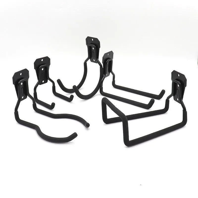 Heavy-duty thickened metal hook for bicycle storage – 80kg load capacity, black iron with extra lining, mounted on a wall
