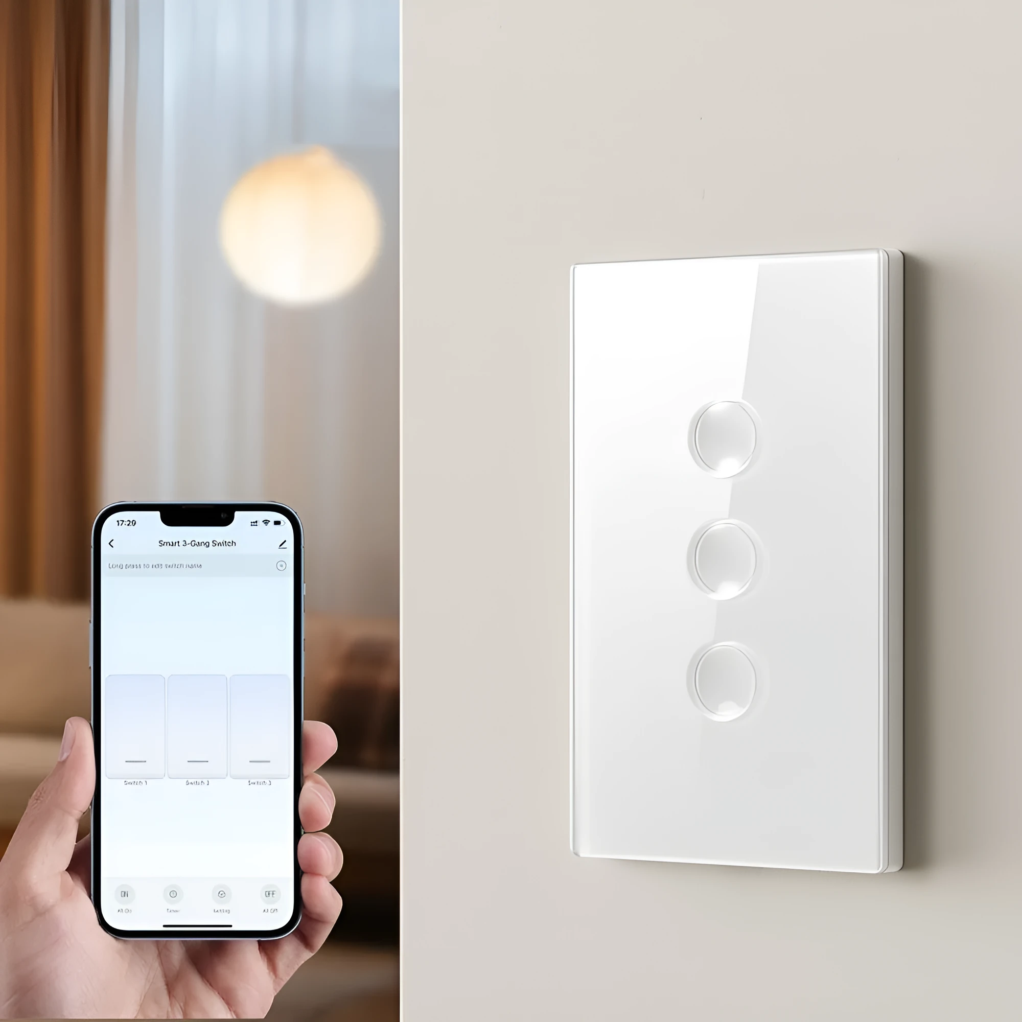 WiFi smart light switch with black tempered glass panel, US standard, Zigbee 3.0, Alexa and Google Home compatible