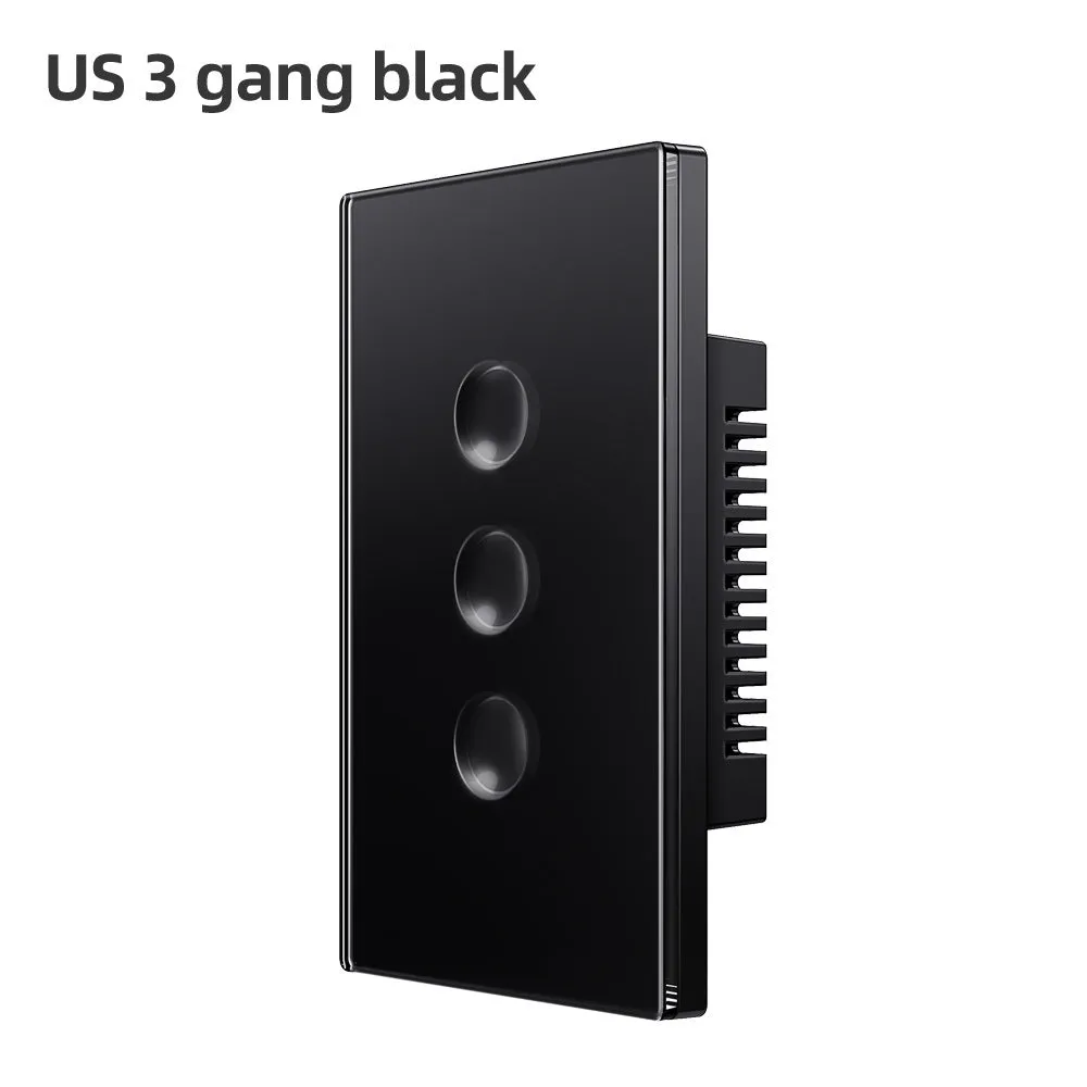 WiFi smart light switch with black tempered glass panel, US standard, Zigbee 3.0, Alexa and Google Home compatible
