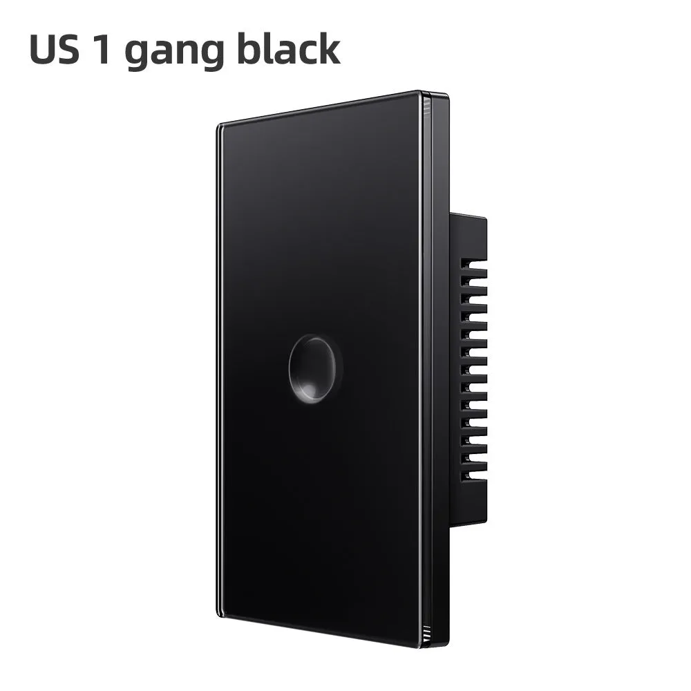 WiFi smart light switch with black tempered glass panel, US standard, Zigbee 3.0, Alexa and Google Home compatible