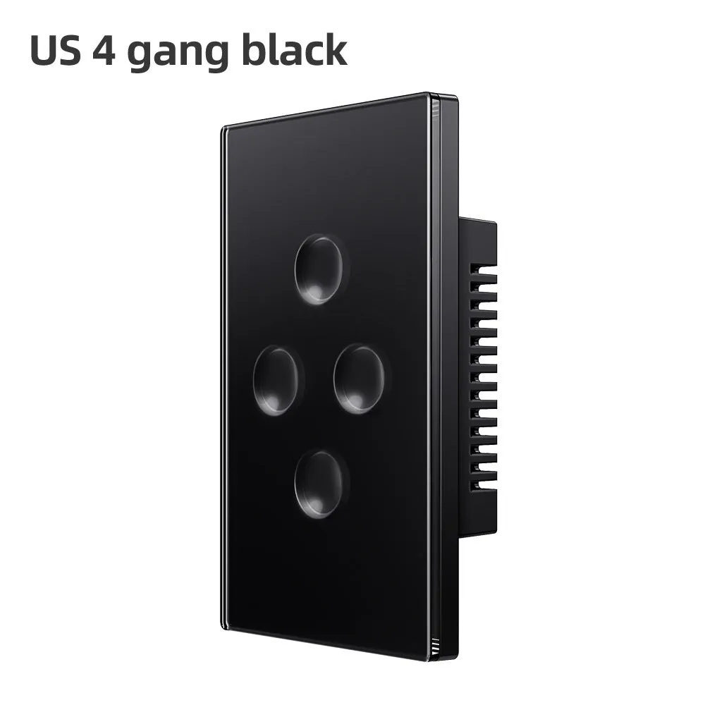 WiFi smart light switch with black tempered glass panel, US standard, Zigbee 3.0, Alexa and Google Home compatible