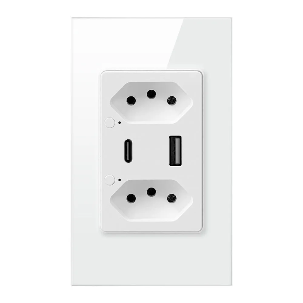 Brazil wall socket black with 6 holes 2 USB and Type-C ports separately controllable Wi-Fi