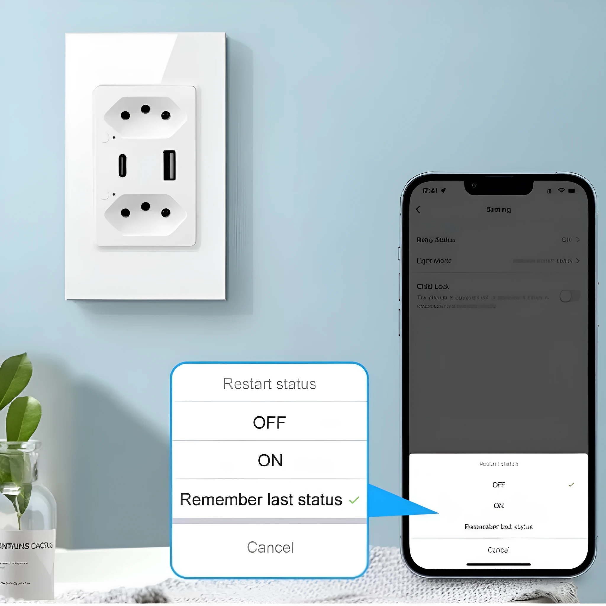 Brazil wall socket black with 6 holes 2 USB and Type-C ports separately controllable Wi-Fi