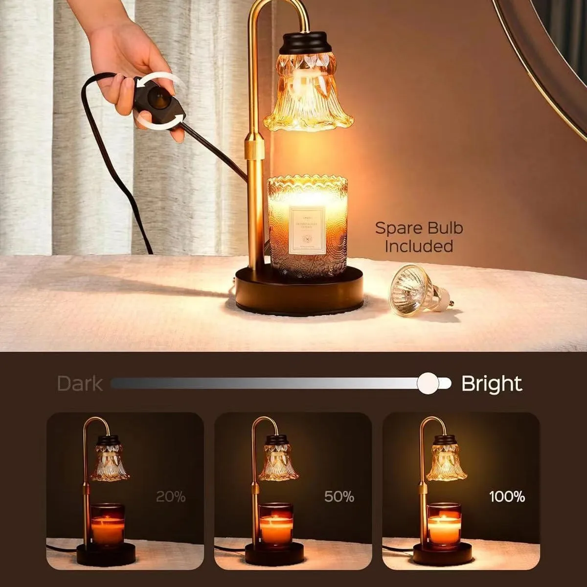 Bamboo holder electric wax melting lamp for aromatherapy, 30.5 cm tall with universal voltage.