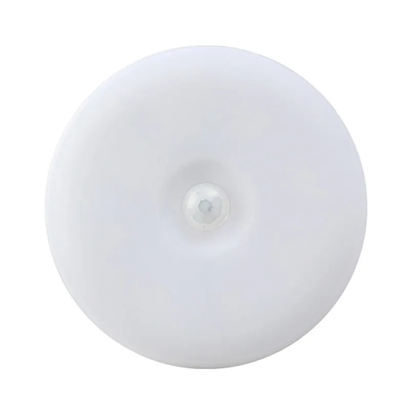 Round ABS rechargeable night induction lamp with automatic motion sensing and three colour light modes for elderly home safety