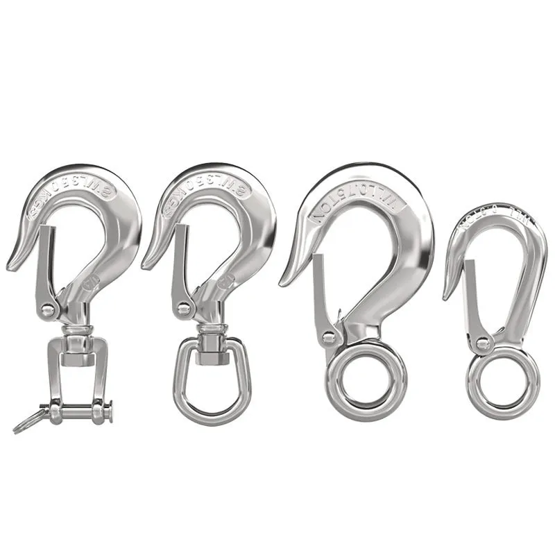 304 stainless steel fork rotating load-bearing hook with directional swivel ring in 150kg to 1500kg capacities