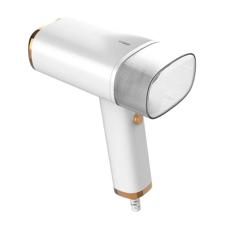 Portable small household handheld garment steamer 1000W white foldable design with UK plug on a white background