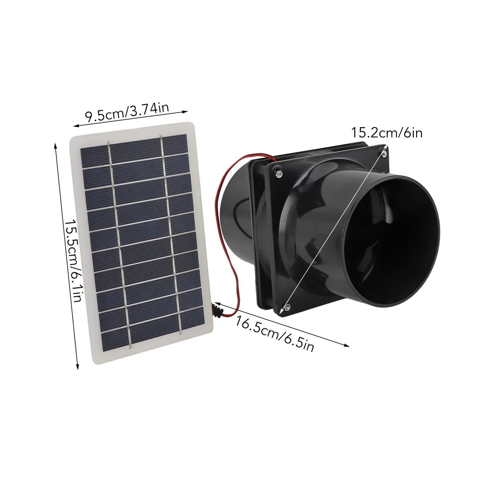 Solar waterproof double exhaust fan with 10W monocrystalline silicon panel and plastic fan kit