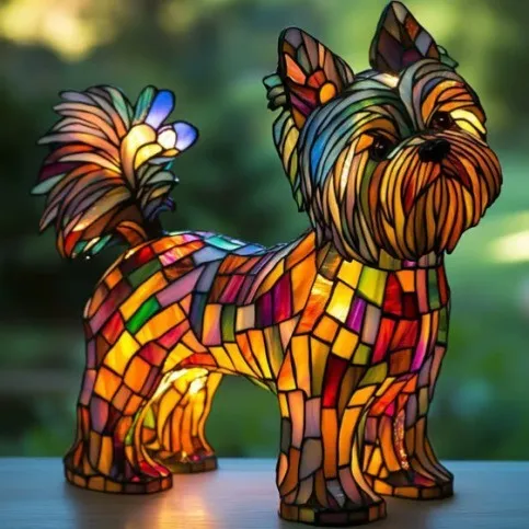 LED small night lamp art animal statue creative home desktop decoration 17cm USB switch corgi design