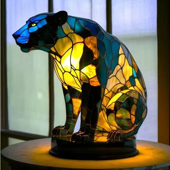 LED small night lamp art animal statue creative home desktop decoration 17cm USB switch corgi design