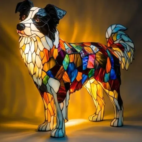 LED small night lamp art animal statue creative home desktop decoration 17cm USB switch corgi design