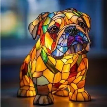 LED small night lamp art animal statue creative home desktop decoration 17cm USB switch corgi design