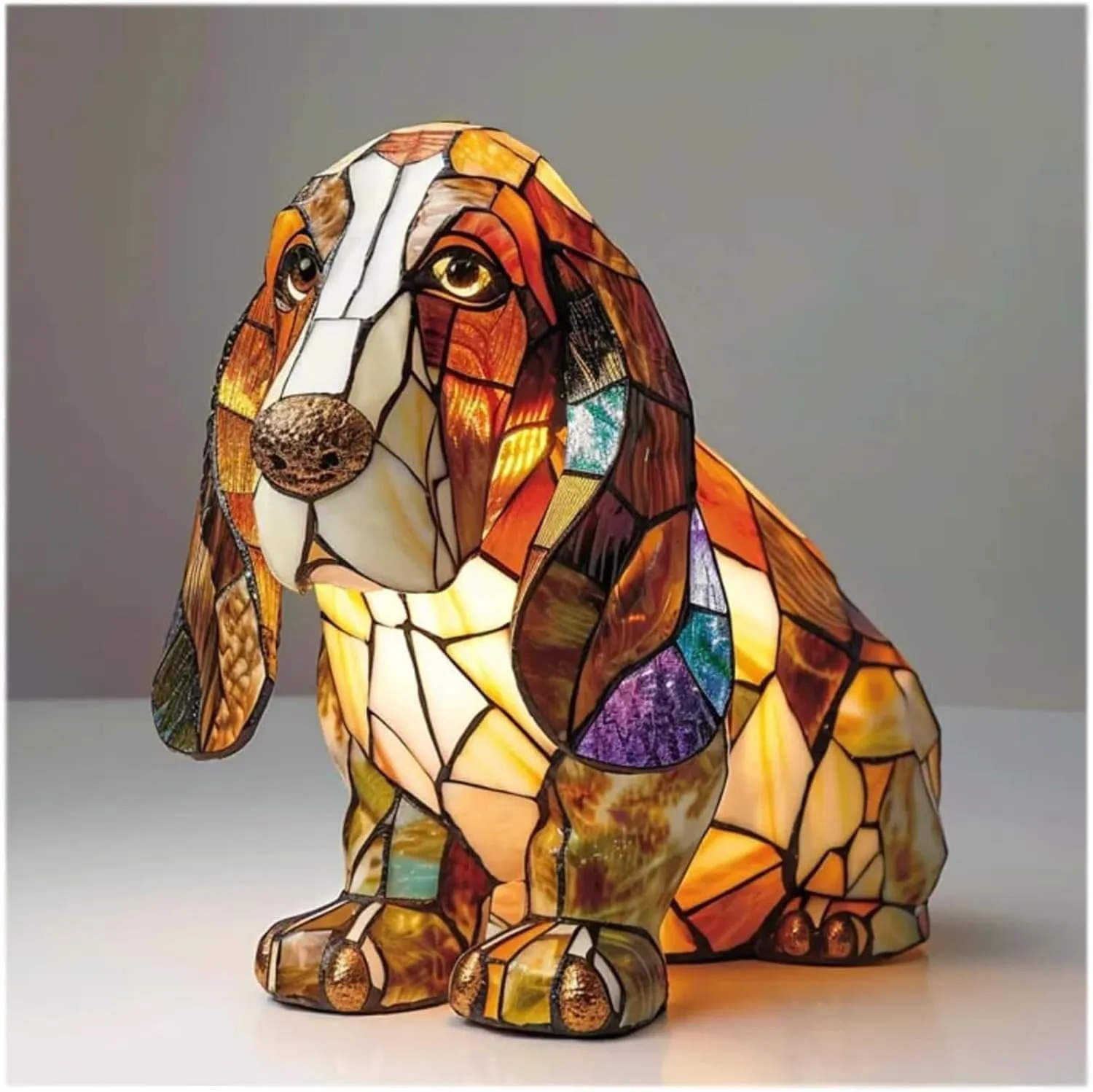 LED small night lamp art animal statue creative home desktop decoration 17cm USB switch corgi design