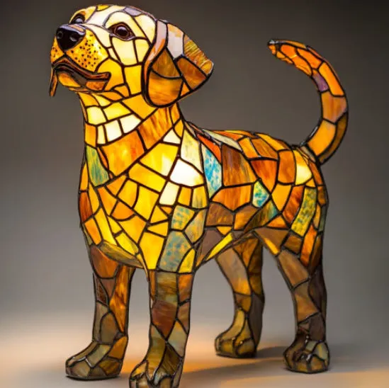 LED small night lamp art animal statue creative home desktop decoration 17cm USB switch corgi design