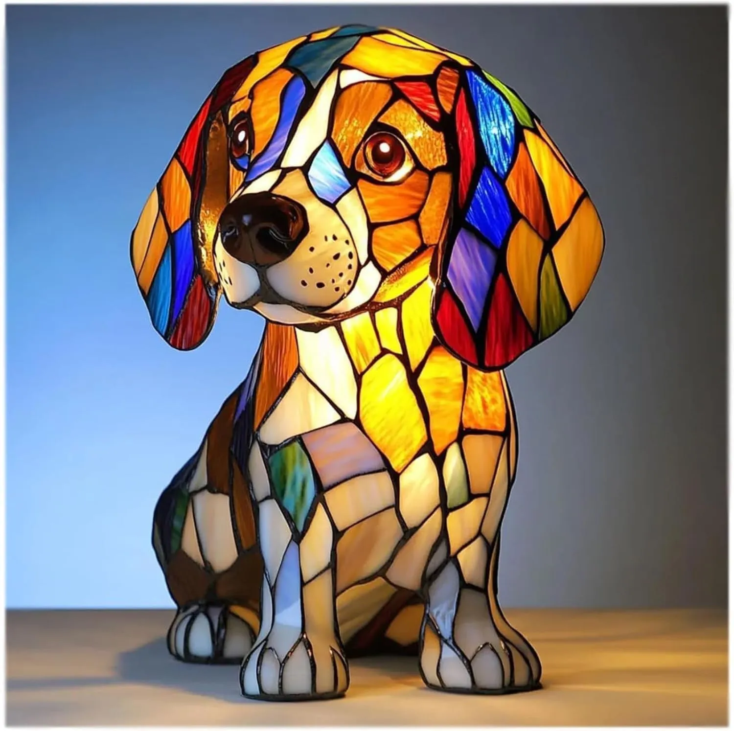 LED small night lamp art animal statue creative home desktop decoration 17cm USB switch corgi design